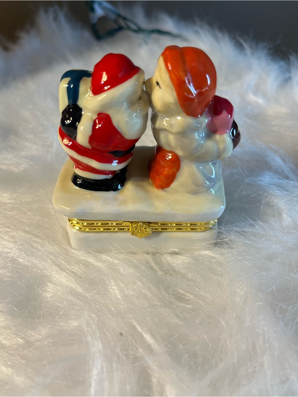 Santa and Mrs Claus Ceramic Trinket Box -